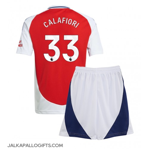 Arsenal Riccardo Calafiori #33 Koti Peliasu Lasten 2024-25 Lyhythihainen (+ Lyhyet housut)